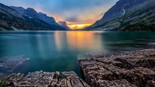 Landscape lake usa mountains nature montana saint Custom Gaming Mat Desk picture