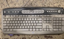 Vintage HP Internet Multimedia PS/2 Keyboard - Silver/Gray (Tested & Working) picture