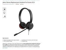 Jabra Evolve 30 II Replacement Headset Stereo 14401-21 picture