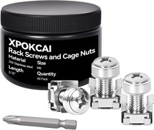 60-Pack 304 Stainless Steel-M6*20mm Rack Mount Screws and Cage Nuts for Server R picture
