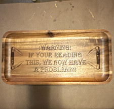 Wood EDC tray, holds everything you carry each day. Custom engraved picture