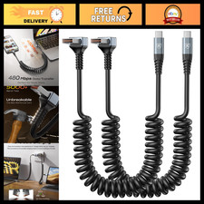 Coiled 3ft USB A to USB C Cable - 90 Degree Connector, 2-Pack for Car Charging picture