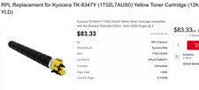 Kyocera Mita TK-8347Y YELLOW Toner Cartridge - Compatible (2-PACK) picture