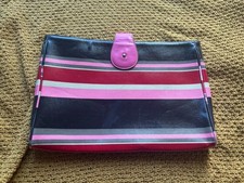 Franklin Covey Laptop Folio Portfolio Organizer Pink Striped 16x11 Snap Case picture