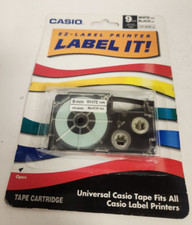 CASIO EZ-LABEL PRINTER 9mm 3/8 WHITE/BLACK NEW picture