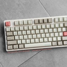 White Gray Retro PBT Keycaps Set for 60% 87 104 Cherry MX Mechanical Keyboards picture