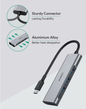 2 AUKEY CB-C94 4-Port USB C Hub Aluminum Alloy with 4 USB 3.0 Ports picture
