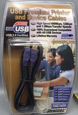 Stratitec USB 2.0 Printer Device Cables 6.5FT 2 Pack Gold Plated Vintage picture