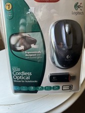 Logitech V220 Gray Cordless Optical Mouse For Notebooks Work Travel Home PC Mac picture