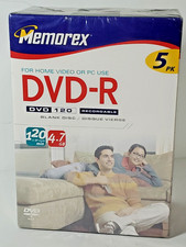 NOS Memorex 5pk DVD-R 120 Min 4.7gb Blank Discs Sealed c2004 picture