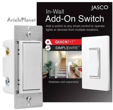 GE Jasco 46560 Z-Wave In Wall Add-On Auxiliary Switch White/Almond picture