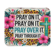 Inspirational Floral Prayer Mouse Pad with Cross - Desk Mat for Christian  picture