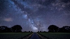 Landscape stars night road starry field outdoors Custom Gaming Mat Desk picture