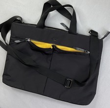 KNOMO Hanover 14 Laptop Briefcase Bag Black Silver Water Resistant Nylon RFID picture