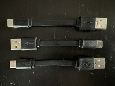 3-PACK ~ PWRMASTER USB-C to USB-A COMPACT 4in FLAT BLACK FAST CHARGE CABLE picture