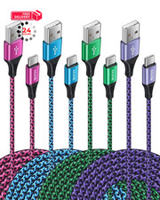 [4Pack/6FT] USB Type C to A Cable, 3A Fast Charging Long 6ft, Multicolor picture