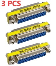 3x 25 Pin D-SUB DB25 Female to Female Mini Gender Changer Coupler Gold Plated picture