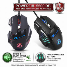 5500 DPI Gaming Mouse Wired RGB 7 Button Ergonomic Silent & Sound USB PC Laptop picture