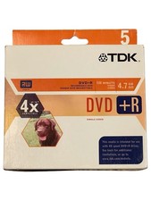 TDK DVD+R 4.7GB 120 Min 4x Recordable Blank Media 5-Pack in Jewel Cases New picture