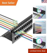 Patch Panel 48 Port Cat6 with Coupler Keystone, Cat6 Network Patch Panel 10G ... picture