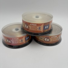 New 3 Pks 75 Total TDK 4.7GB DVD-R 25-Pk Spindle 4X Compatible 120 Minute Video picture