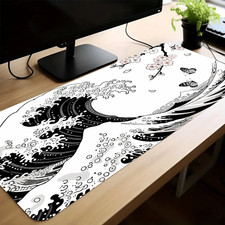 1pc Great Wave off Kanagawa & Cherry Blossoms Desk - Hokusai-Inspired Black & picture