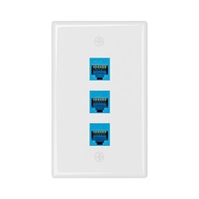 Iwillink Blue 3-Port Cat6A Ethernet Wall Plate 1-Pack picture