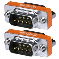 2 Pcs DB9 DB 9 RS-232 Male to Male Mini Null Modem Coupler Adapter Converter picture