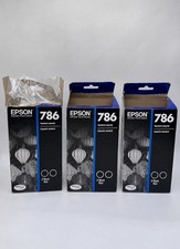 3x Boxes Genuine Epson 786 Black Ink Cartridges 2 Pck Sealed Box ~ NEW.  DK picture