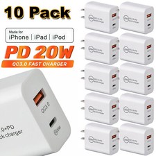 PD 20W USB-C Dual Port Adapter Wall Charger For iPhone 11 12 13 Pro SAMSUNG LOT picture