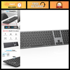 Full Size Rechargeable Bluetooth Keyboard for Mac, Numeric Keypad, Wireless, Sli picture