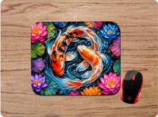 COLORFUL KOI CUSTOM MOUSE PAD MOUSEPAD DESK MAT VIRTUAL HOME SCHOOL GIFT picture