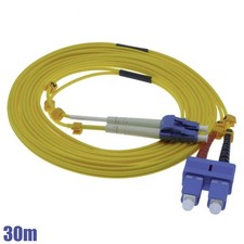 30M LC-SC 9/125 Duplex Single Mode Fiber Optic Optical Patch Cable Cord Yellow  picture