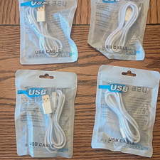 Lot of 4 White Braided USB-A to USB-C Cable, USB Type A Male to Type C, DC15V picture