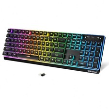 FREEWOLF M104 Wireless Gaming Keyboard RGB 4000MAH Metal Panel Wired/Bluetooth picture