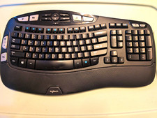 Logitech K350 Wave Ergonomic Wireless Keyboard Black QWERTY English Media Keys picture