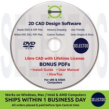 2026 Libre CAD 2D Design Software CD for Windows & Mac + PDFs Install, Manual picture