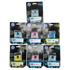 HP 02 Ink Cartridges Lot of 7 Yellow XL Light Cyan Light Magenta Cyan XL Expired picture