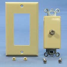 Leviton C2448-I Ivory 1-Gang F-Connector Unbreakable Standard Wallplate Cover picture