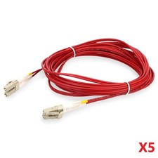 Lot of 5 NEW AddOn ADD-LC-LC-20M5OM4-RD 20M OM4 LC-LC Duplex MM Fiber Cables picture
