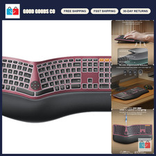 Backlit Bluetooth Ergonomic Full Size Keyboard - Wireless, Red LED Lights picture