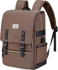 Vintage Laptop Backpack for Women Men, 15.6 inch Bookbag Casual Daypack, Brown picture
