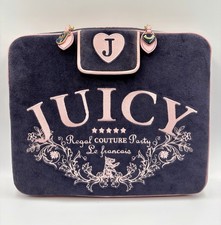 Vintage 90s Y2K JUICY COUTURE Dark Navy Blue Velour Laptop Sleeve Computer Case picture