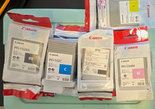 Lot of 9 empty Canon PFI-102/104 for refining. 2xBK, 2xC, 2xMBK, 2xM, 1xY picture