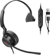 Yealink UH44 Mono Wired USB-C/A Headset with Mic, 2 AI Noise-Canceling Mic picture