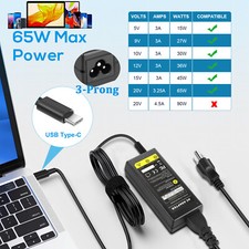AC Adapter For LG Gram 16T90P 14Z90Q 15Z90Q 14ZB90Q 65W USB-C Charger Power Cord picture