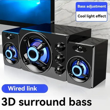 Computer Speakers Wired PC Speakers Gaming Bass Surround Sound System 3.5mm Jack picture