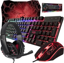 Teclado y Mouse Multicolor LED con Audifonos Para Gamer Gaming Juegos Combo 3Pcs picture