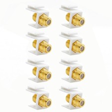 8 Pcs F Type Keystone Jack Coax Cable Connector Adapter Snap In Insert RG6 White picture
