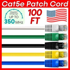100 FT Cat5e Patch Cord CAT5e Cable LAN Ethernet RJ45 Connector Internet Wire picture